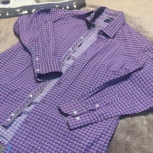 Tailorbyrd Geometric Purple and Pink Shirt - Size XL
